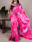 Pink Satin Silk Saree – Soft, Glossy & Perfect for Parties