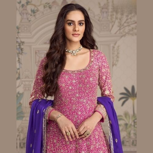 Pink Embroidered Anarkali Gown