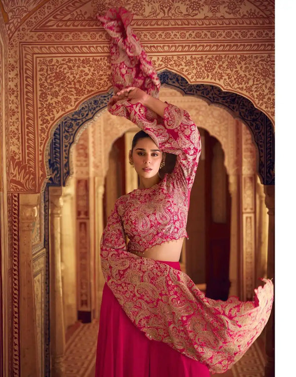 Pink Embroidered Premium Indo-Western Designer Dress