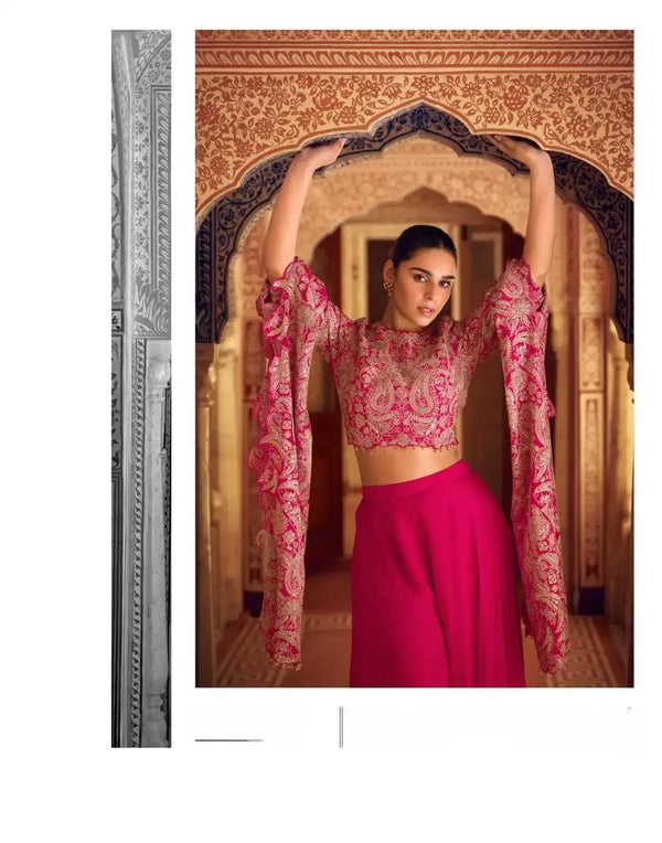Pink Embroidered Premium Indo-Western Dress