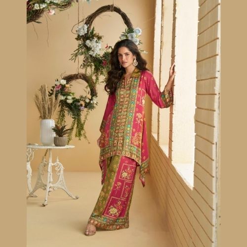 Designer Indo Western Crepe Silk Co-ord Set for Women