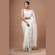 Elegant Off-White Pure Linen Handloom Saree with Beige Weave