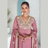 Elegant Pink Silk Anarkali Suit with Dupatta & Bottom