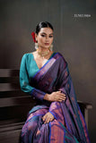Purple & Teal Soft Banarasi Silk Saree with Chit Pallu