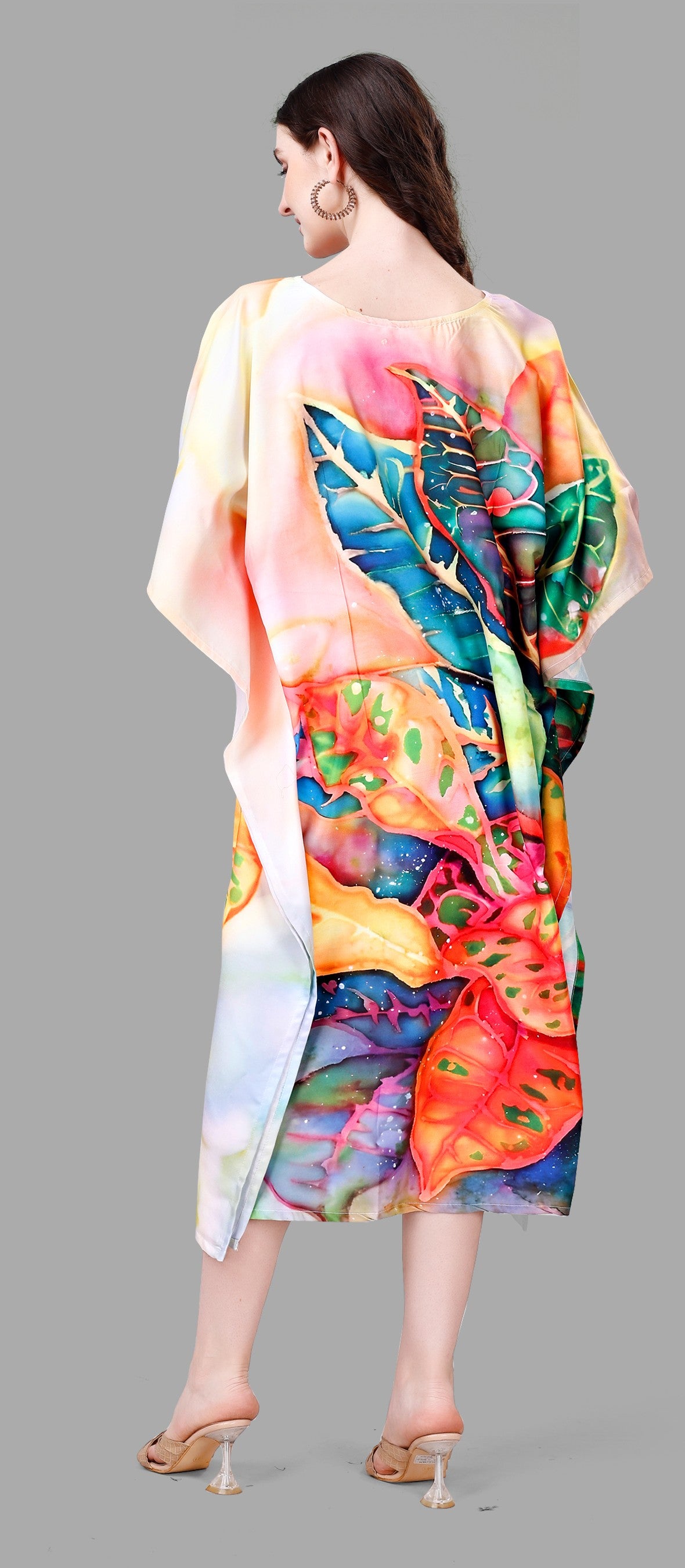 Multicolor Tropical Print Kaftan Kurti Dress for Women