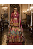 Emerald Green Royal Elegance PV Silk Embroidered Lehenga (Rich Wine Red)