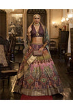 Emerald Green Royal Elegance PV Silk Embroidered Lehenga (Deep Mahogany)
