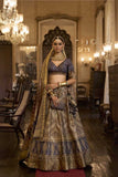 Emerald Green Royal Elegance PV Silk Embroidered Lehenga (Muted Indigo)