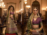 Emerald Green Royal Elegance PV Silk Embroidered Lehenga (Dark maroon plum)