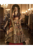 Emerald Green Royal Elegance PV Silk Embroidered Lehenga (Rich Espresso Brown)