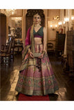 Emerald Green Royal Elegance PV Silk Embroidered Lehenga (Dark Aubergine)