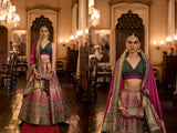 Emerald Green Royal Elegance PV Silk Embroidered Lehenga (Dark Aubergine)