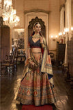 Emerald Green Royal Elegance PV Silk Embroidered Lehenga (Deep Violet Charcoal)