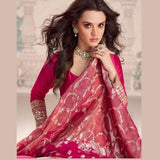 Elegant Rani Pink Silk Anarkali Gown