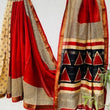 Red & Beige Maheshwari Silk Saree – Elegant Handloom Ethnic Wear