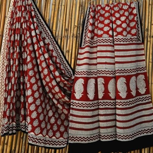 Red Mulmul Cotton Saree – Pure Soft Handloom Cotton Saree for Women