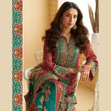 Designer Red & Teal Indo Western Coord Set