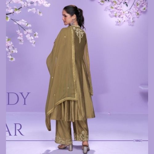 Roman Silk Palazzo Suit with Embroidered Dupatta