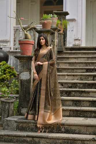 Regal Mehendi & Gold Kalyani Silk Saree