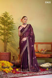 Elegant Purple Designer Embroidered Saree – Sitara Chiffon