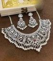 Pearl & CZ Bridal Necklace Set with Silver Finish – White