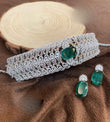 Emerald Green Doublet Choker Set with Earrings – Premium Finish

