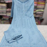 Sky Blue Chikankari Modal Kurta Set with Dupatta