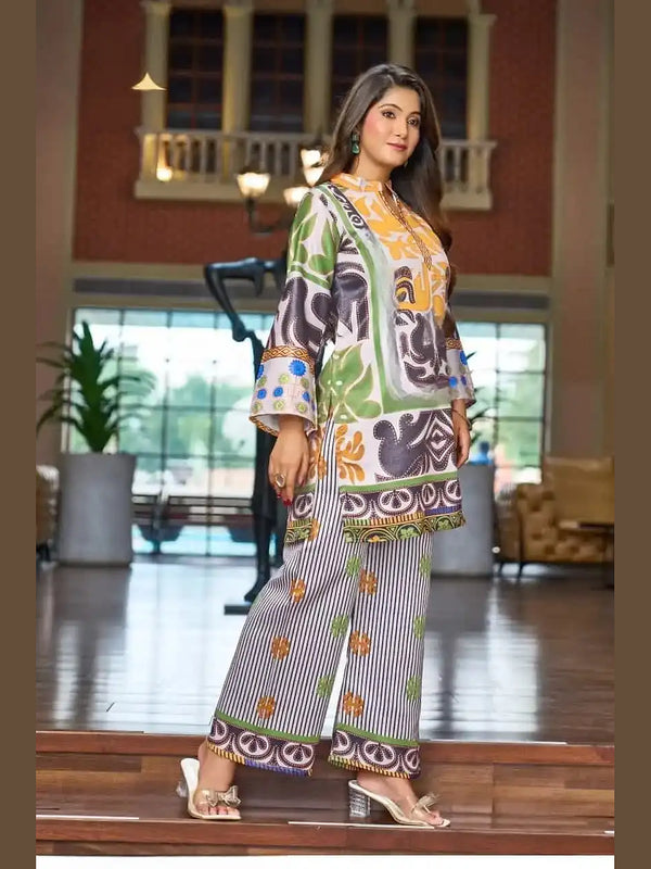 Premium Satin Printed Coord Set for Women