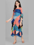 Coral Blue Printed Designer Kaftan Kurti for Women
