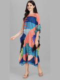 Coral Blue Printed Designer Kaftan Kurti for Women