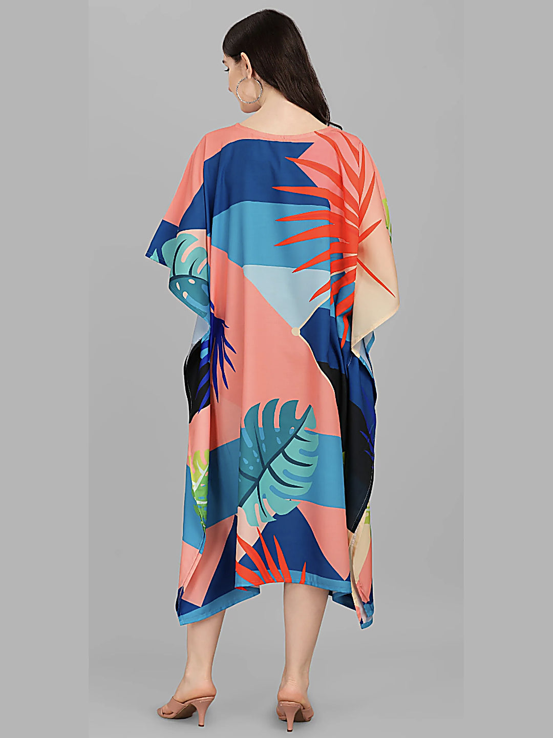 Coral Blue Printed Designer Kaftan Kurti for Women