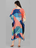 Coral Blue Printed Designer Kaftan Kurti for Women