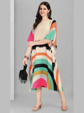 Beige Multicolor Designer Kaftan Kurti for Women