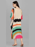 Beige Multicolor Designer Kaftan Kurti for Women