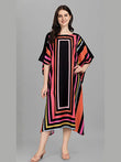 Black Pink Geometric Kaftan Kurti Dress for Women