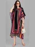 Black Pink Geometric Kaftan Kurti Dress for Women