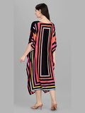 Black Pink Geometric Kaftan Kurti Dress for Women