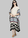 Beige Printed Designer Kaftan Kurti for Women