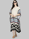 Beige Printed Designer Kaftan Kurti for Women