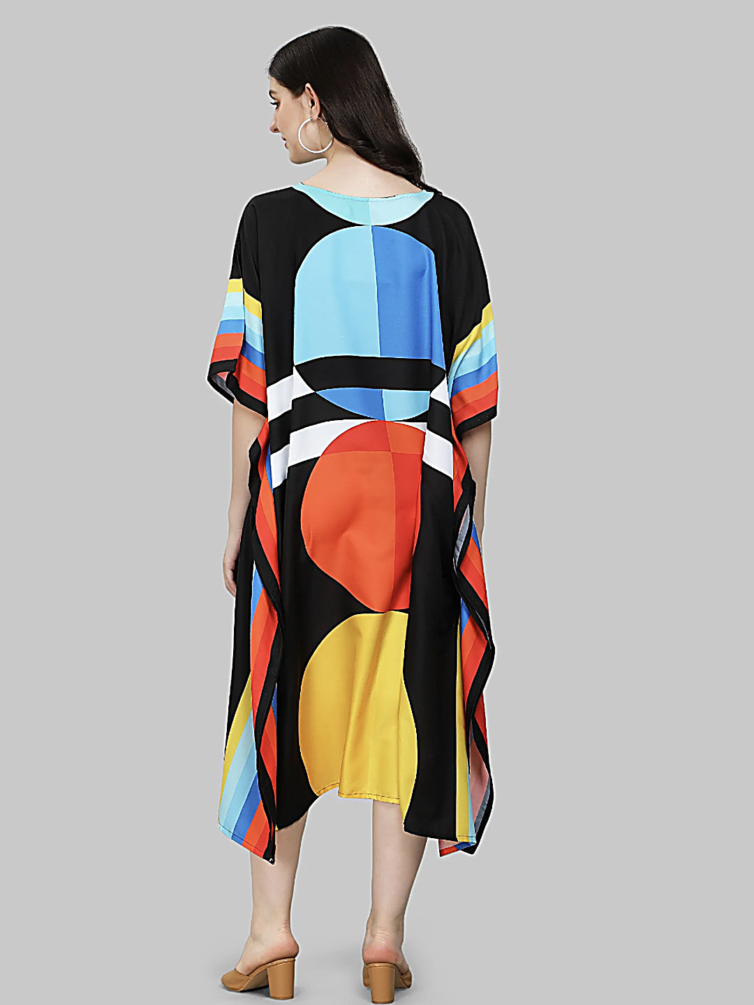 Black Multicolor Designer Kaftan Kurti for Women