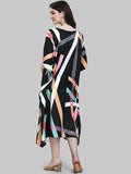 Black Multicolor Designer Kaftan Kurti for Women