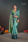 Sea Green Banarasi Soft Silk Saree with Chit Pallu