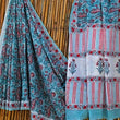Sea Green Printed Mulmul Cotton Saree with Floral Motifs