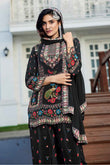 Elegant Black Crepe Kurti Set with Handwork & Chiffon Dupatta