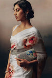 Silver Grey Double Shaded Satin Saree
