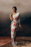 Silver Grey Double Shaded Japanese Satin Saree