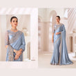 Sky Blue Designer Satin Saree with Embroidery & Satin Silk Blouse