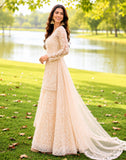 Ivory Beaded Premium Net Palazzo Set