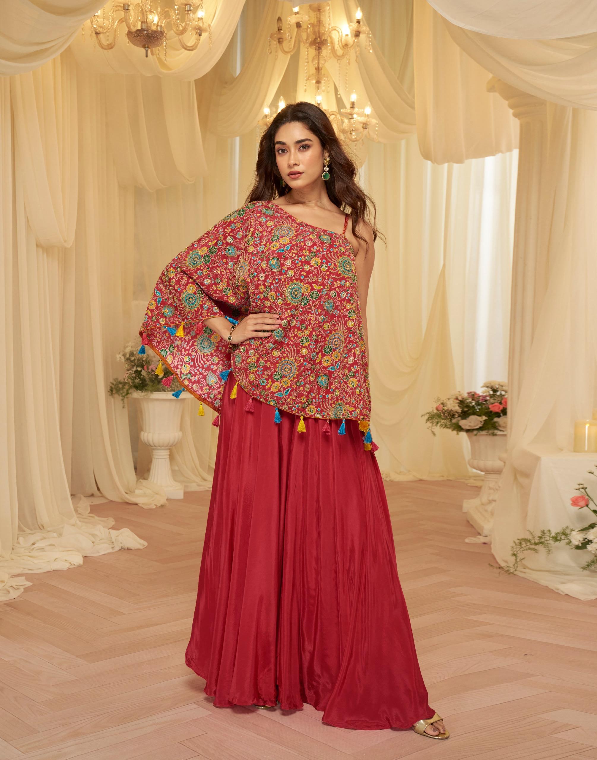 Printed Indo Western Top with Palazzo Set for Women – Festive & Party Wear