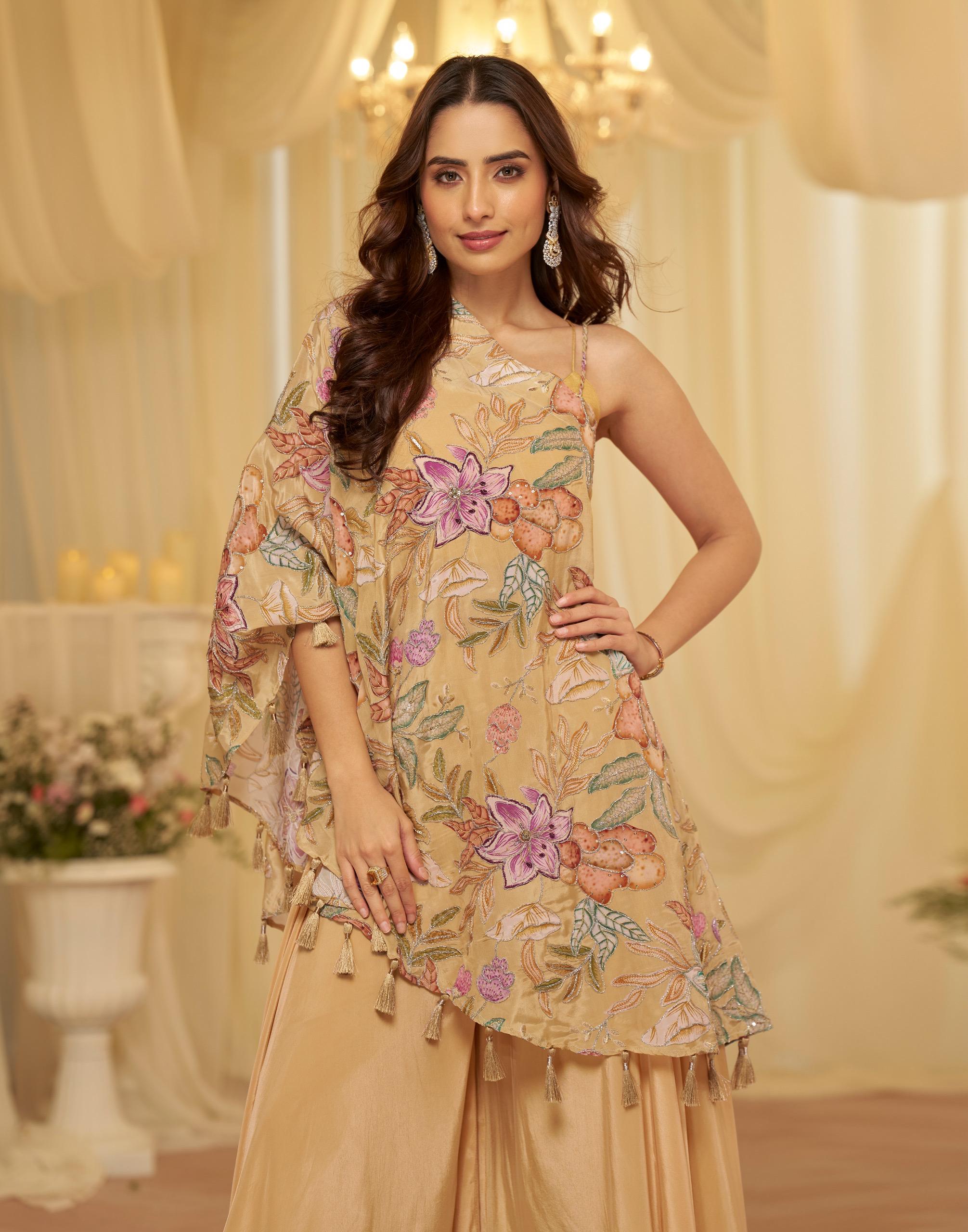 Printed Indo Western Top with Palazzo Set for Women – Festive & Party Wear
